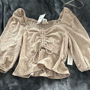 URBAN Romantics Beige Eyelet Blouse